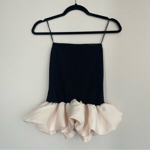 Endless Rose Black and Cream Ruffle Hem Strapless Top